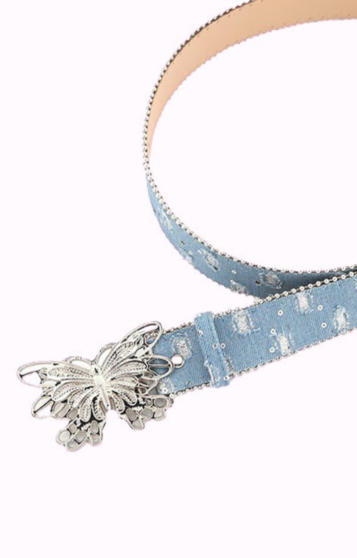 STARDUST FLIGHT DENIM BELT  BUTTERFLY BUCKLE