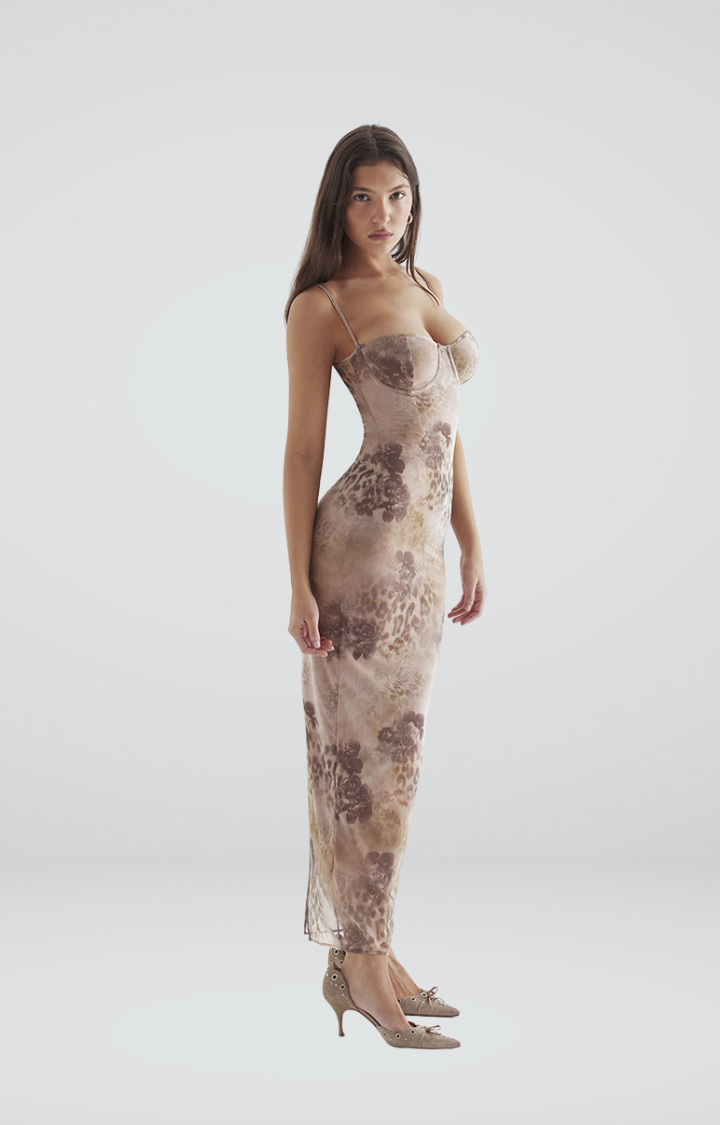 FERAL BLOOM MESH MAXI DRESS