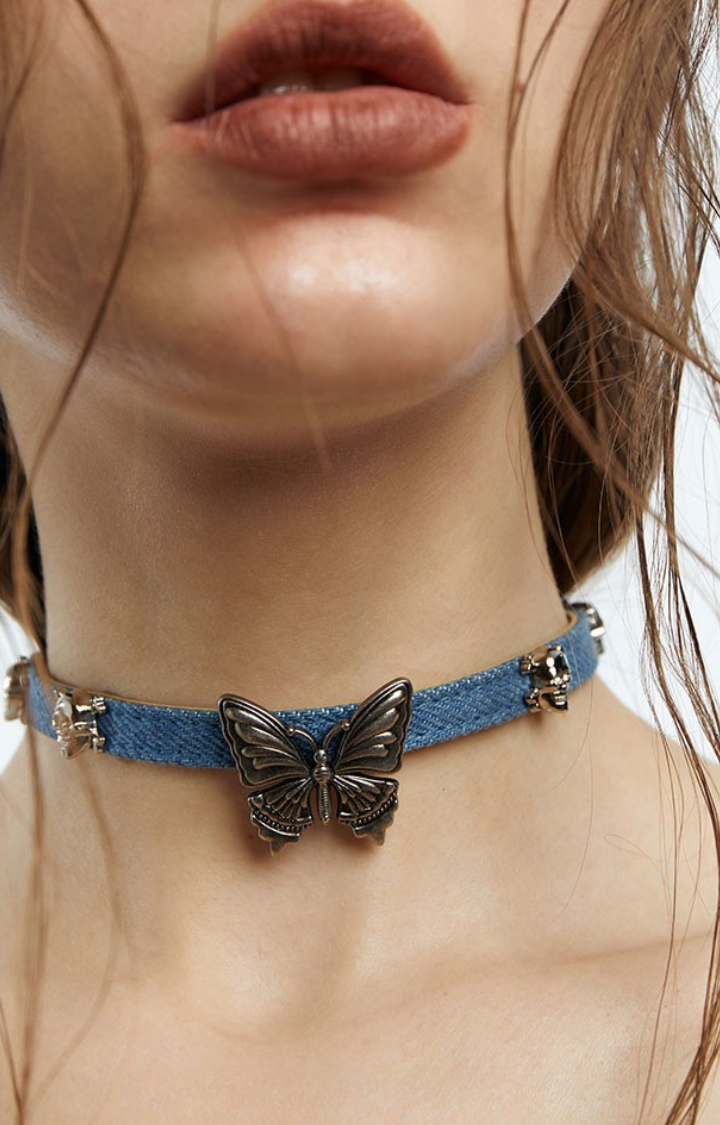 DOPAMINE BUTTERFLY DENIM CHOKER – DARK SERIES