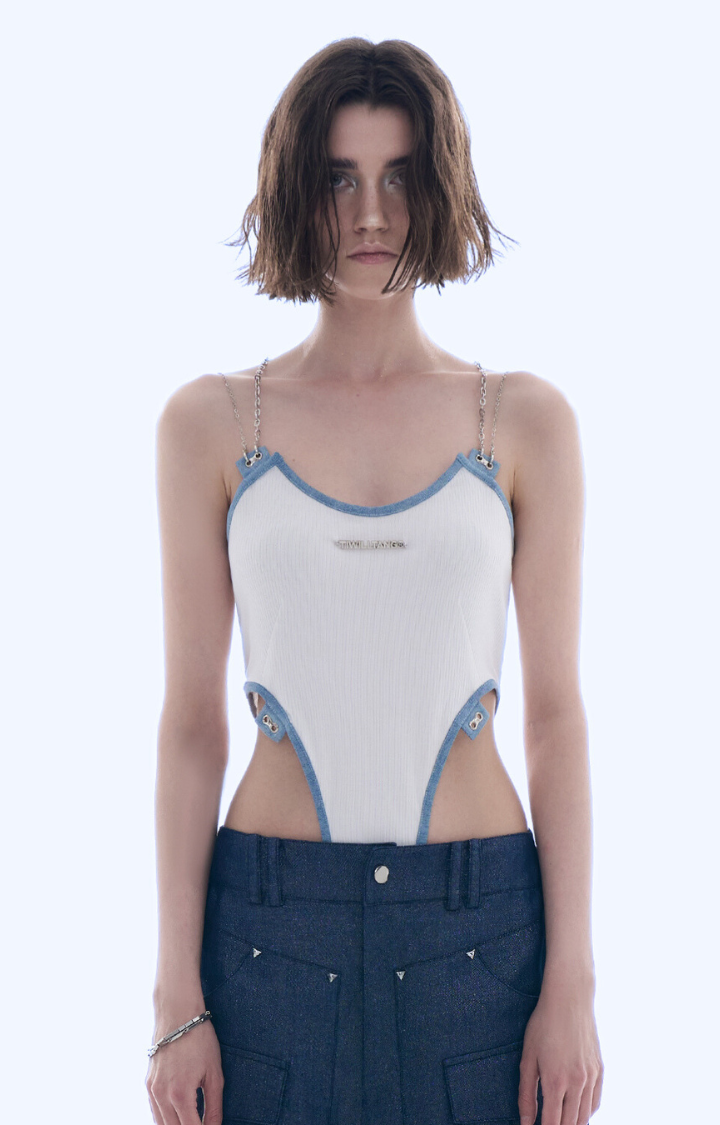CHAIN ME UP SCULPT BODYSUIT IN ICY SUGAR