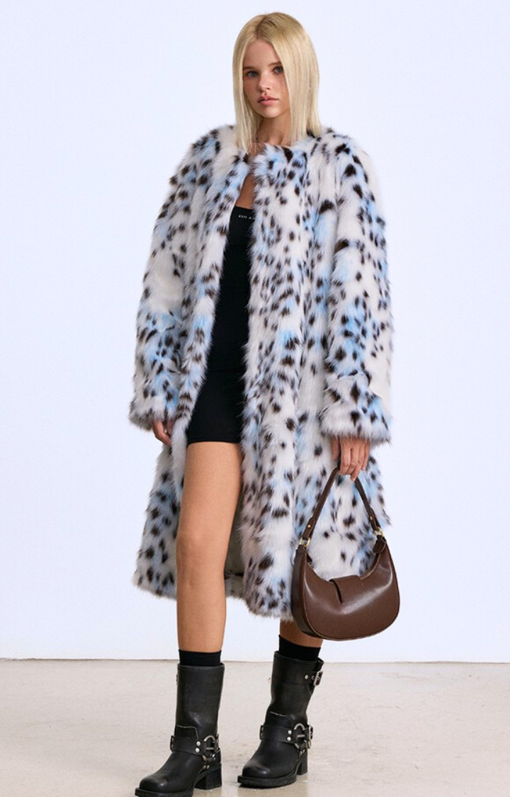 ARCTIC LEOPARD FAUX FUR COAT