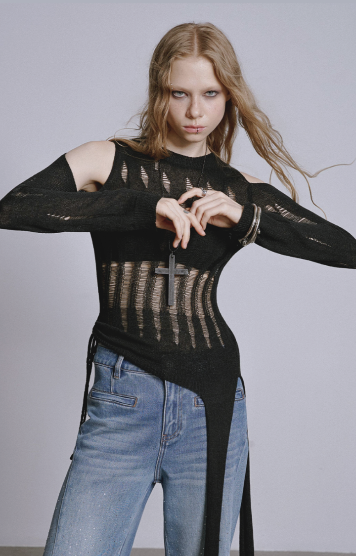 MIDNIGHT FRACTURE CUTOUT KNIT