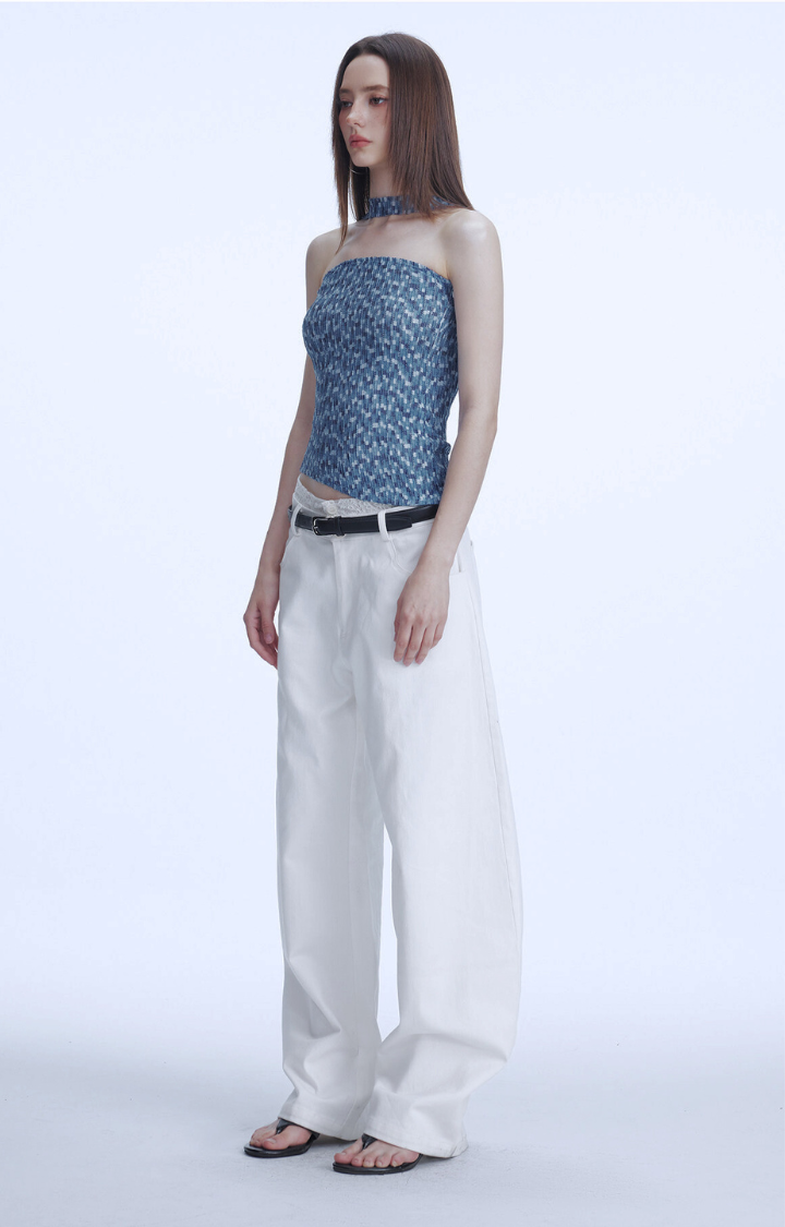 MIDNIGHT CHANNEL KNIT BANDEAU TOP
