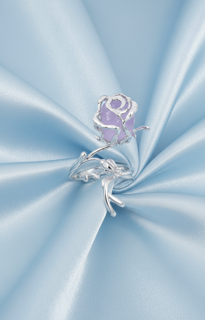 AMETHYST ROSE THORN RING