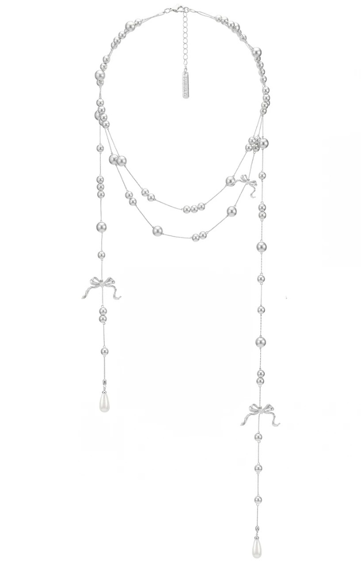 ASHEN PEARL RIBBON NECKLACE