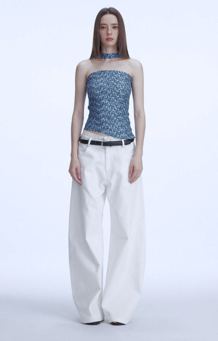 MIDNIGHT CHANNEL KNIT BANDEAU TOP