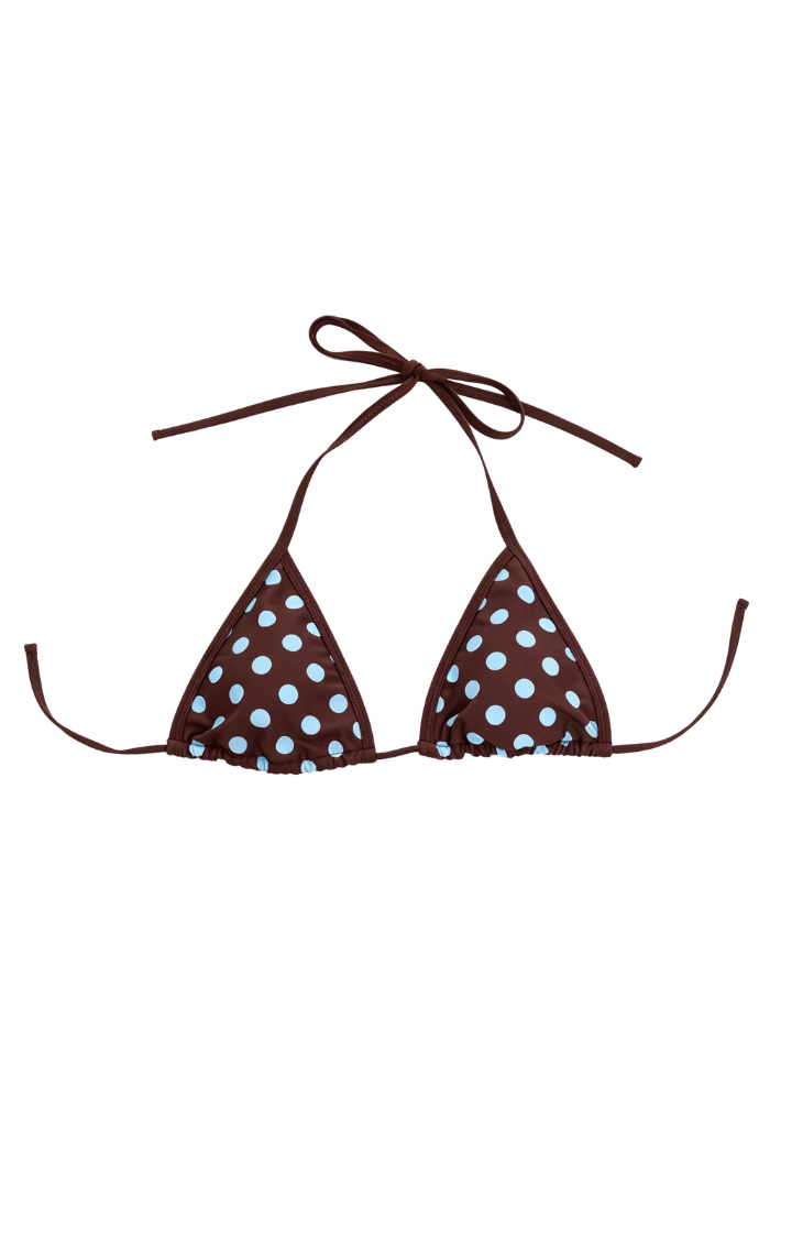 BLUE STATIC POLKA TRIANGLE BRA TOP