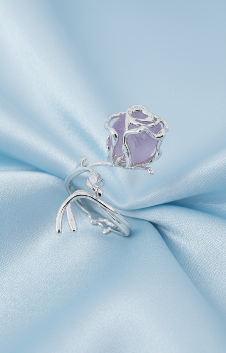 AMETHYST ROSE THORN RING