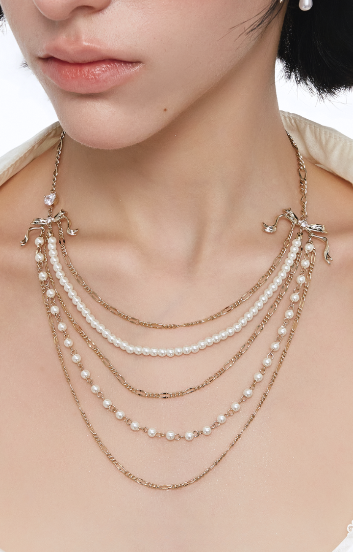 BAROQUE RIBBON LAYERED NECKLACE