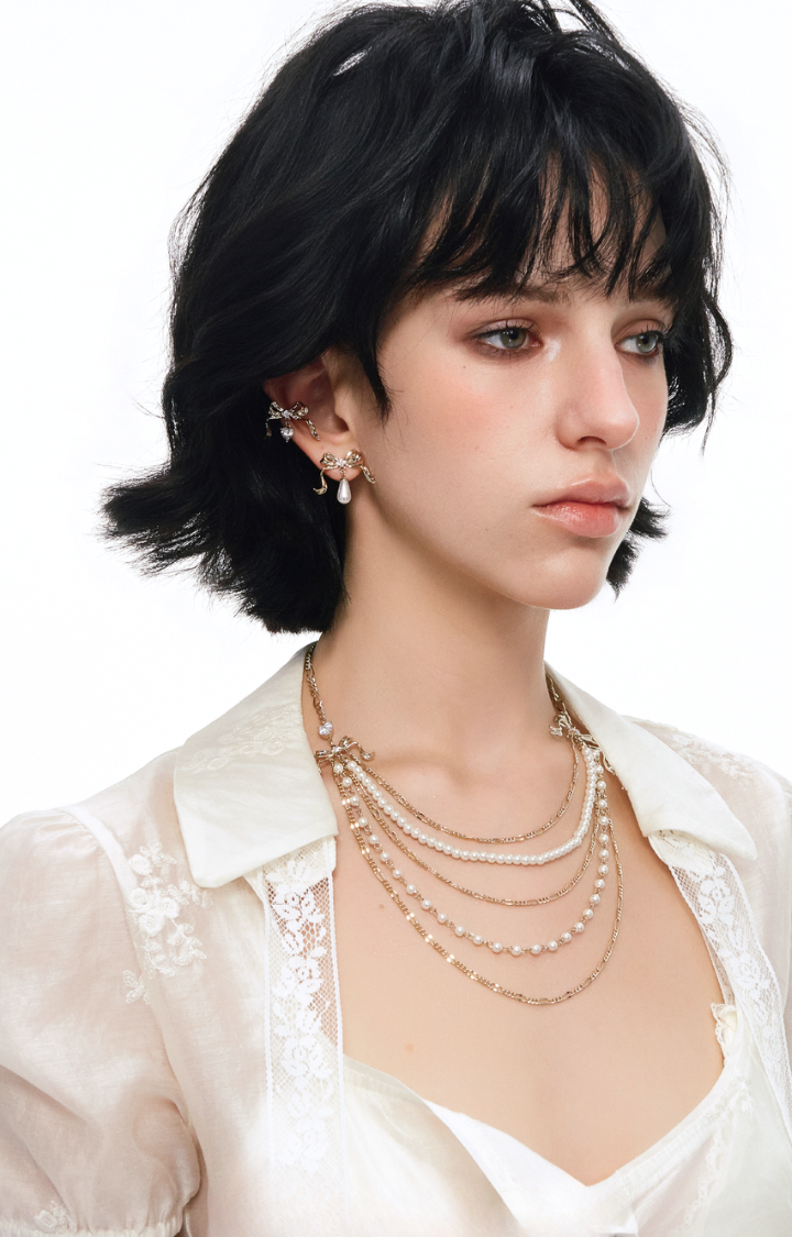 BAROQUE RIBBON LAYERED NECKLACE