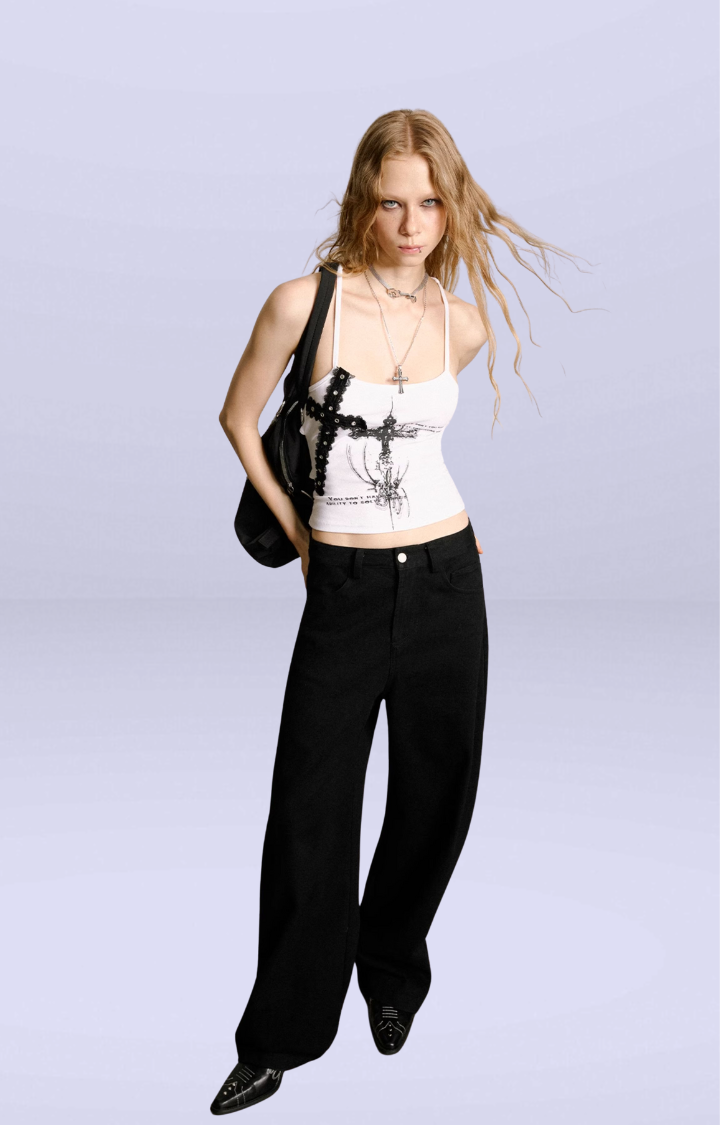 ROSE GARDEN EMBROIDERED WIDE-LEG PANTS