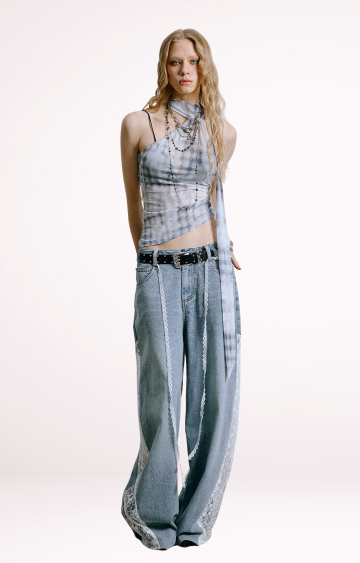 LACE VENOM WIDE-LEG JEANS