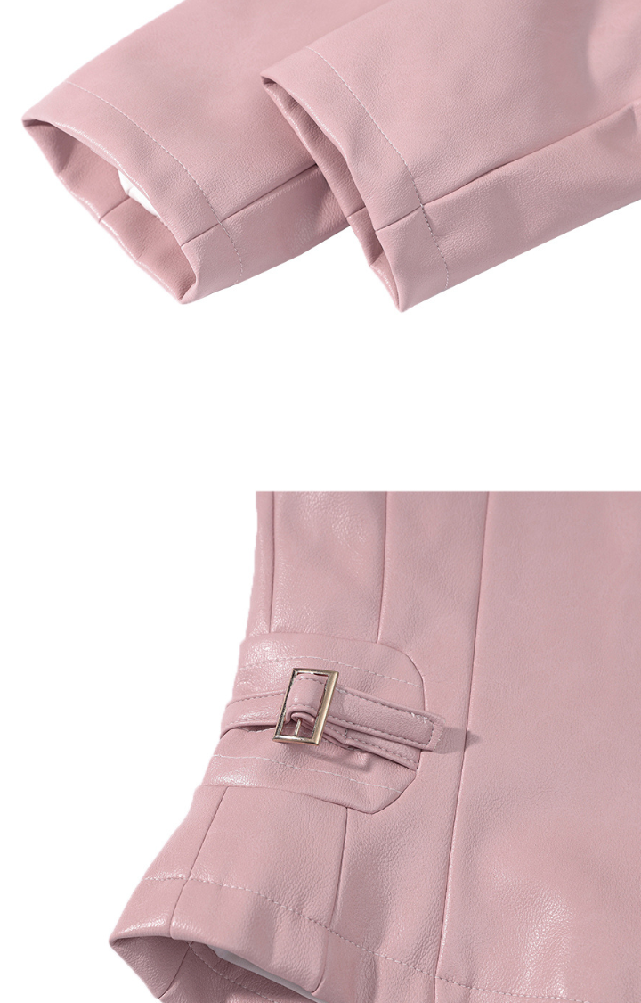 RIOT CANDY CROPPED MOTO JACKET IN BLUSH PINK