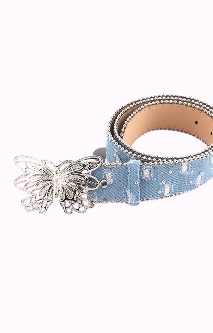 STARDUST FLIGHT DENIM BELT  BUTTERFLY BUCKLE