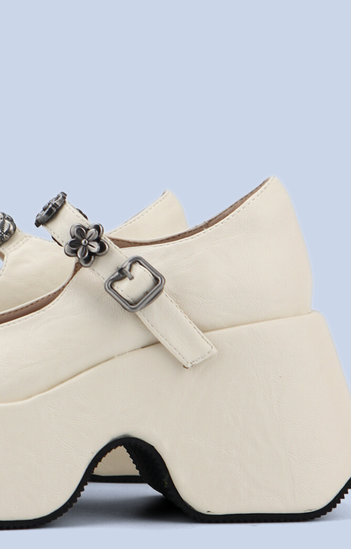 POISON CHARM MARY JANES – BONE COWHIDE