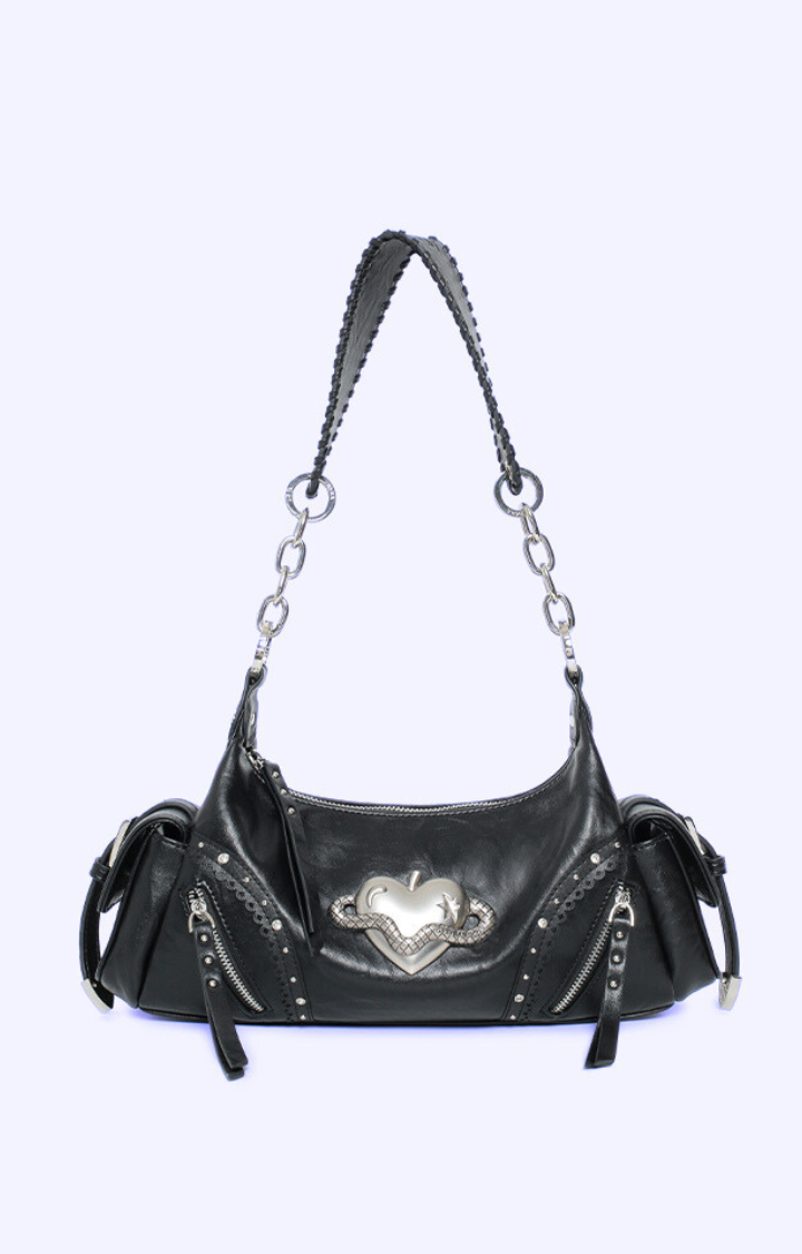 SERPENT HEART APPLE SHOULDER BAG IN BLACK VENOM