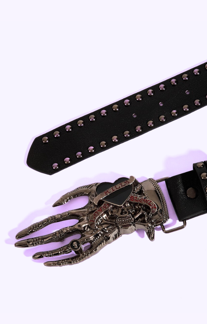DEADLY VALENTINE STUDDED BELT WITH CLAW BUCKLE