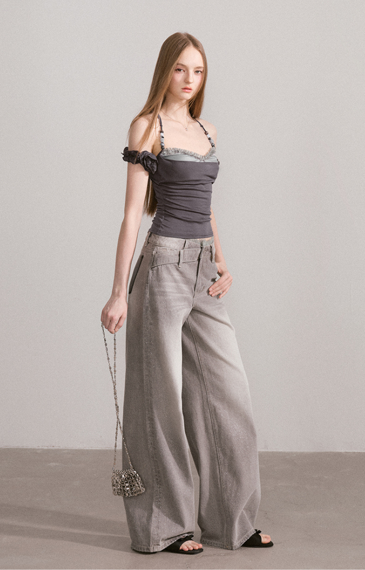 FROST LACE MIRAGE HALTER TOP IN SHADOW ORCHID SMOKE