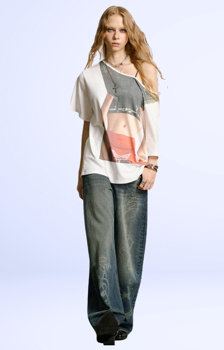 REBEL HOUR RETRO WASHED WIDE-LEG JEANS