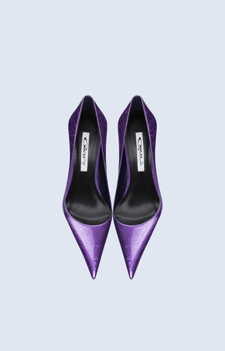 PURPLE STRIKE PATENT STILETTOS