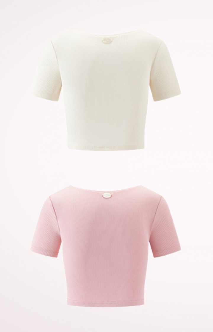 SUGAR CRUSH BUNNY CROPPED TEE  BABY PINK / CREAMY WHITE