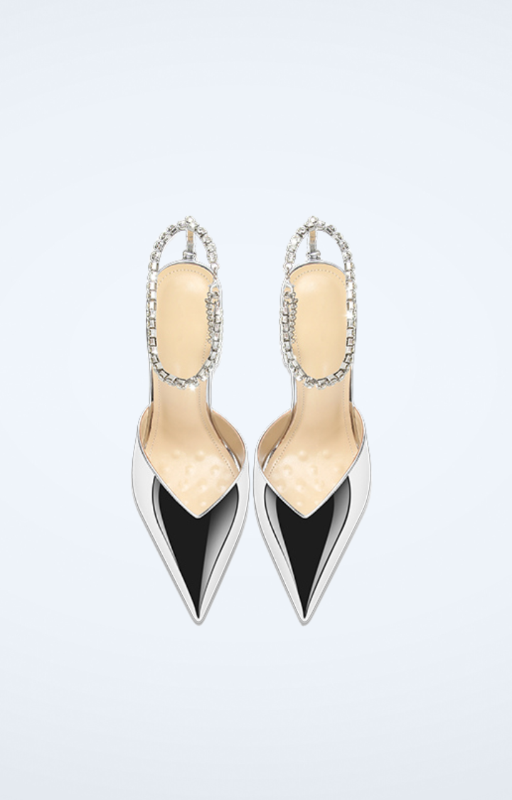 GLOSS TRAP HEELS – SILVER CHAIN