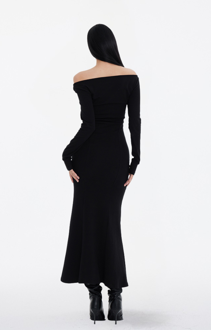 MIDNIGHT CUTOUT SIREN KNIT MAXI DRESS