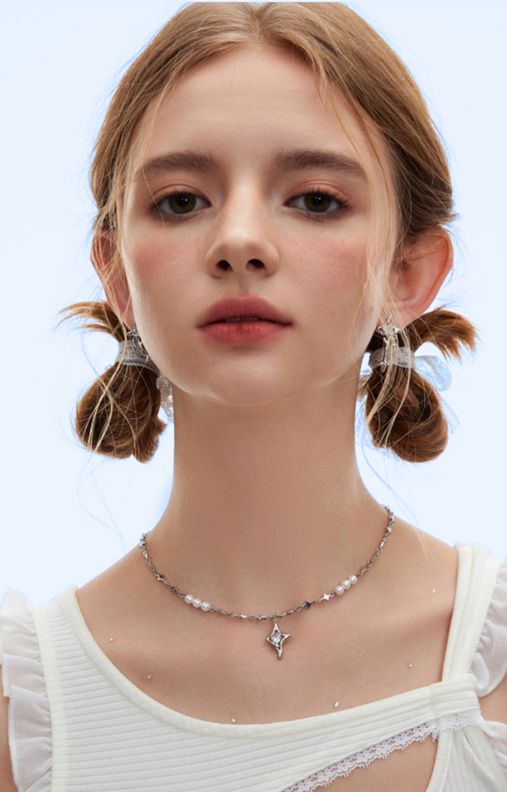 GLASS STAR ORBIT SET (EARRINGS/NECKLACE)