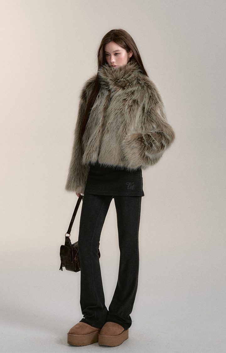 WILD WHISPERS FAUX FUR JACKET IN ASH MOSS