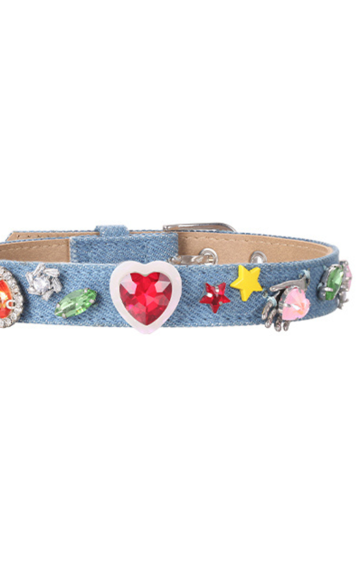 DOPAMINE BLUE DENIM HEART GEM CHOKER