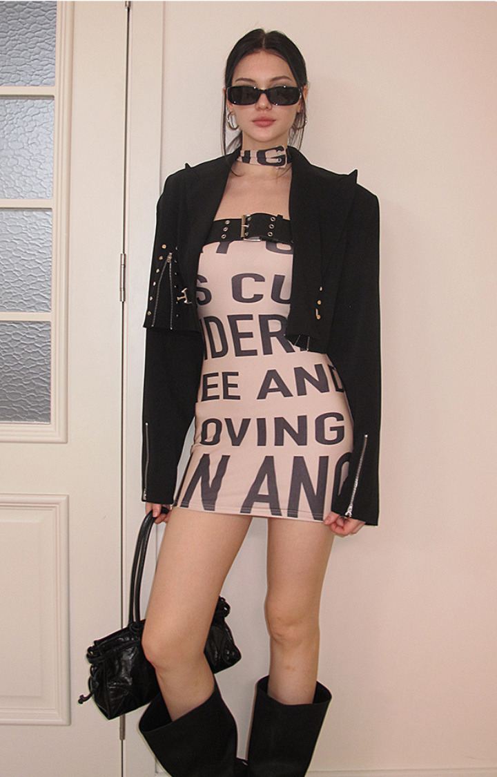 BRAT CODE STRAPLESS BODYCON DRESS