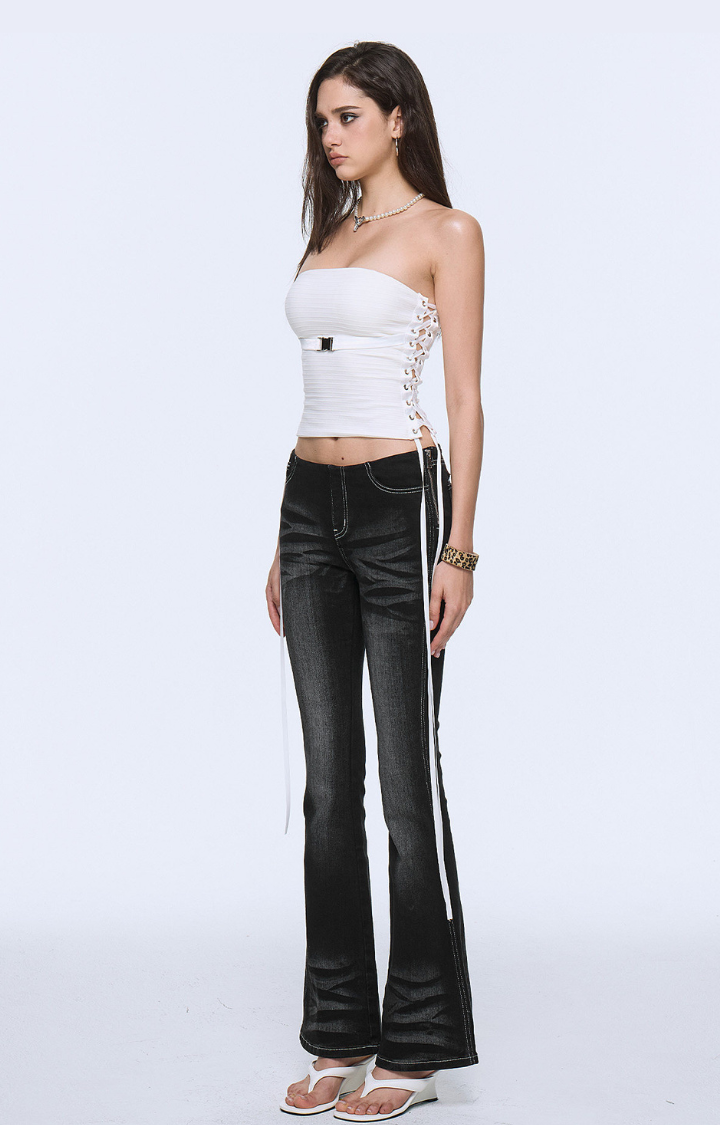 PALE VICE LACE-UP BANDEAU TOP