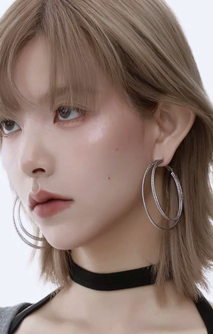 COLD CHROME TRIPLE HOOP EARRINGS