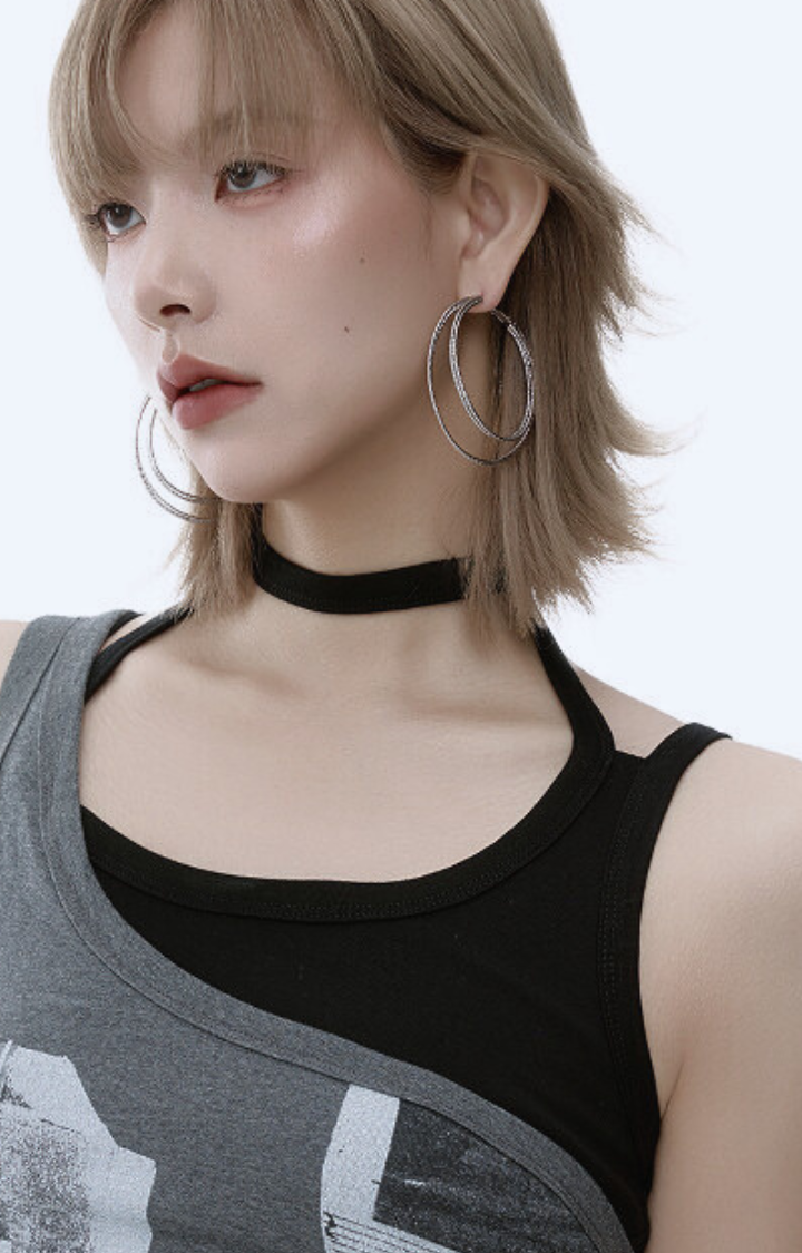 COLD CHROME TRIPLE HOOP EARRINGS
