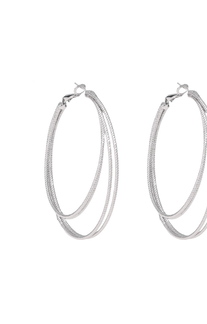 COLD CHROME TRIPLE HOOP EARRINGS