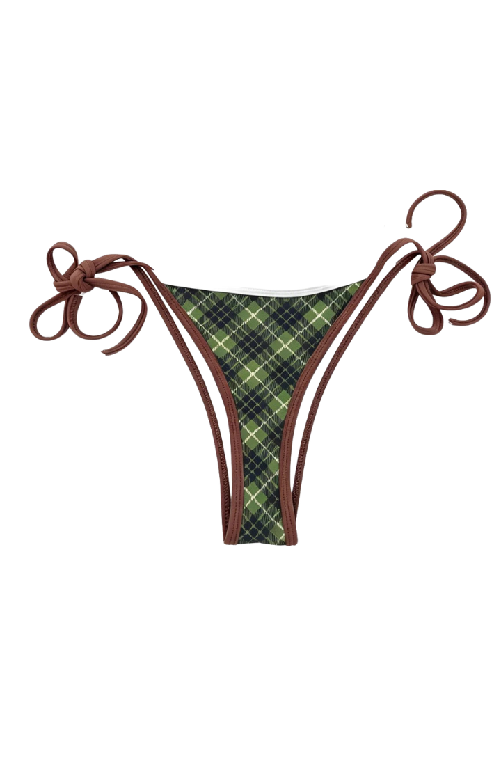 GREEN ENVY PLAID TRIANGLE BRA TOP