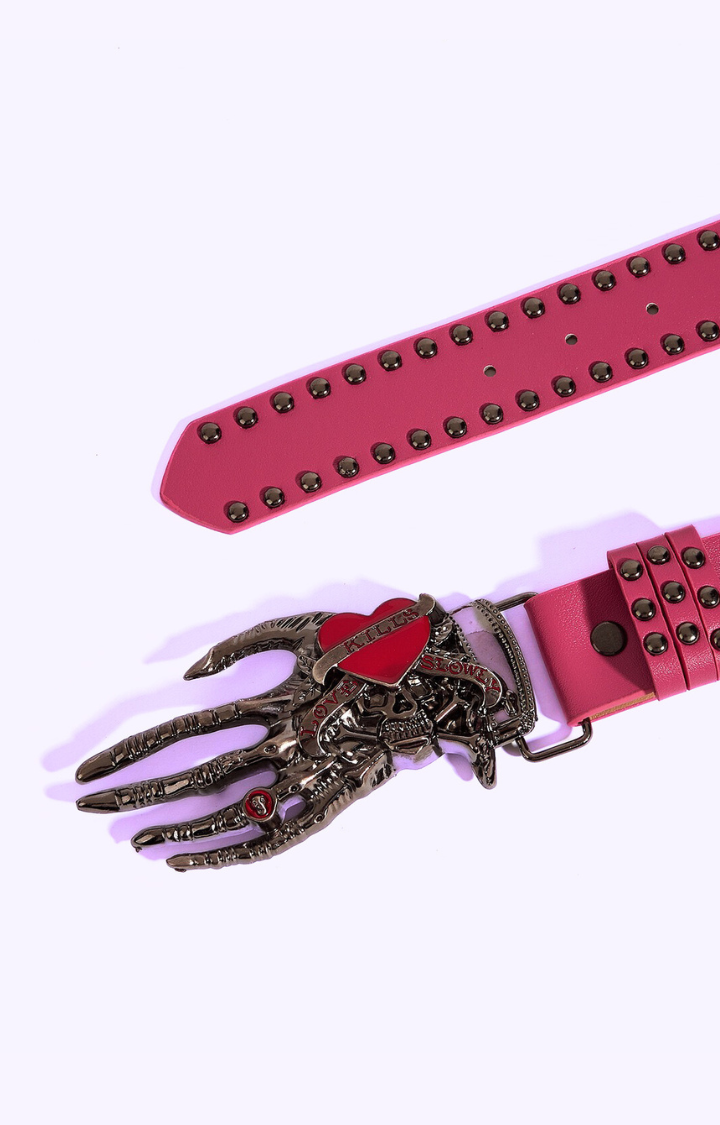 DEADLY VALENTINE STUDDED BELT WITH CLAW BUCKLE