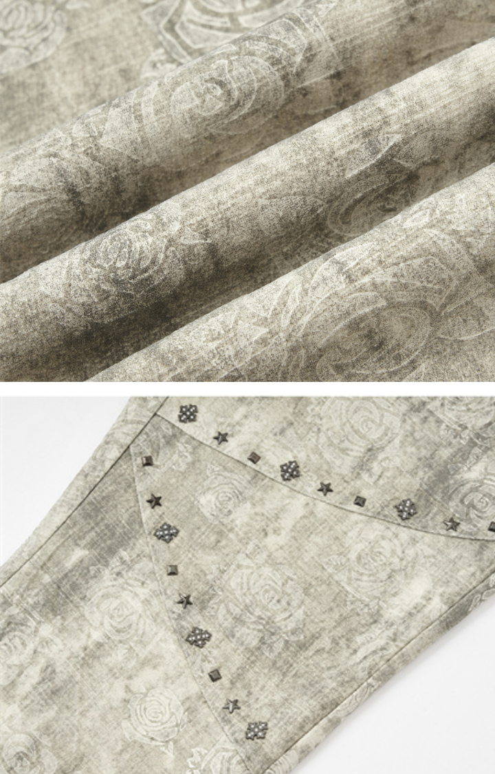 ROSE RUINS LOW-RISE FLARE PANTS IN OFF-WHITE