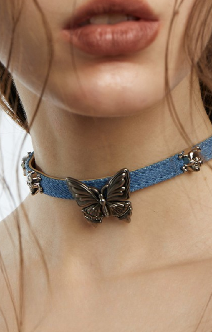 DOPAMINE BUTTERFLY DENIM CHOKER – DARK SERIES