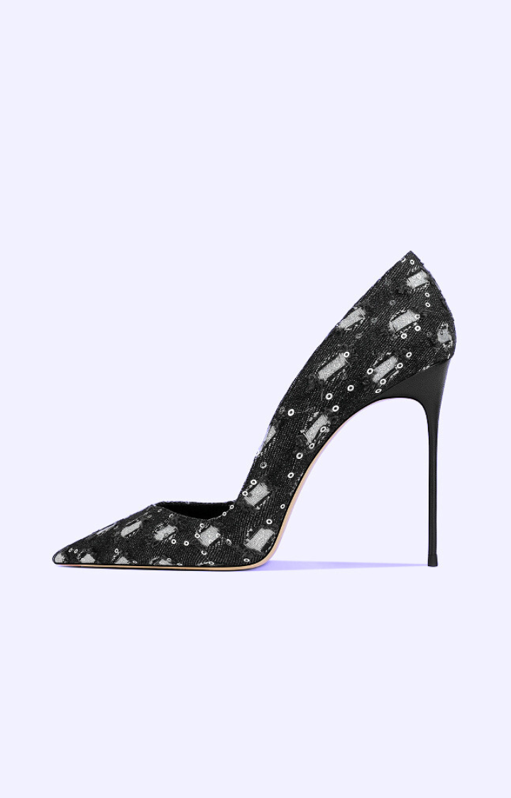STARLIT BITE SEQUIN STILETTO HEELS - MIDNIGHT SPELL