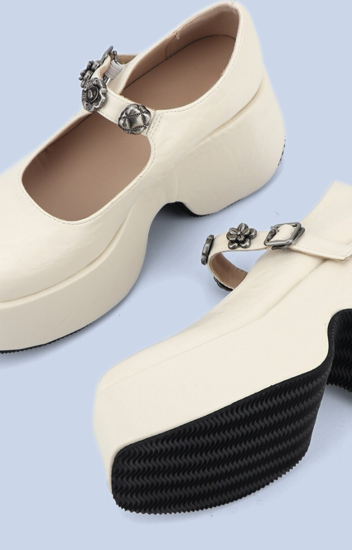 POISON CHARM MARY JANES – BONE COWHIDE