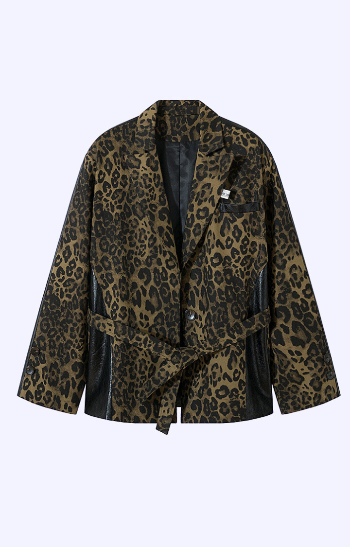 WILD SAINT LEOPARD SPLICE FAUX LEATHER JACKET
