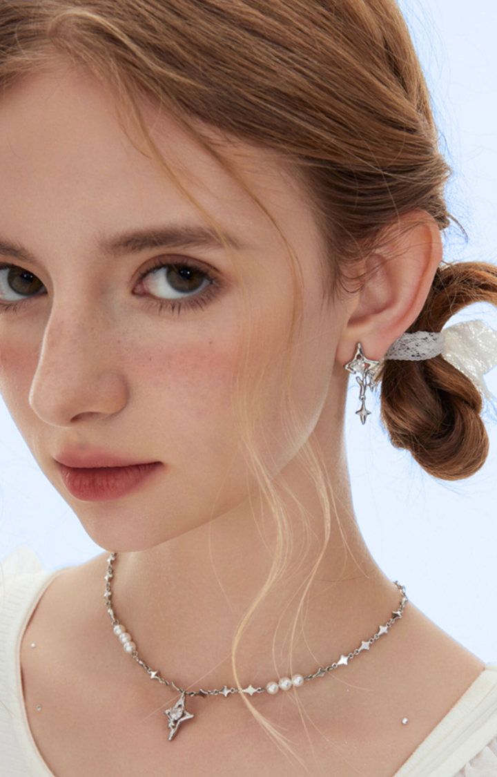 GLASS STAR ORBIT SET (EARRINGS/NECKLACE)