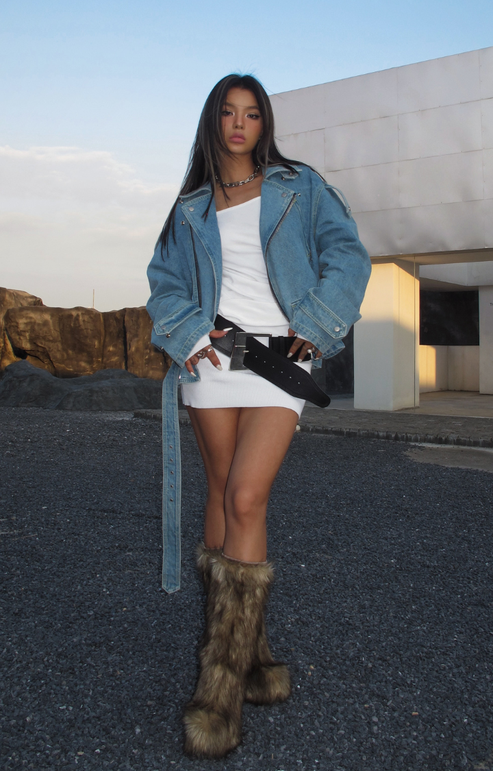 HEAVYWEIGHT WASHED VINTAGE BLUE DENIM JACKET