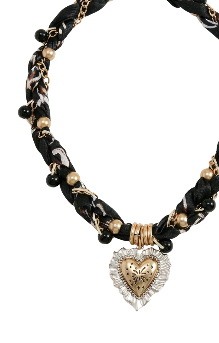 FIREWORKS HEART SILK SCARF CHOKER