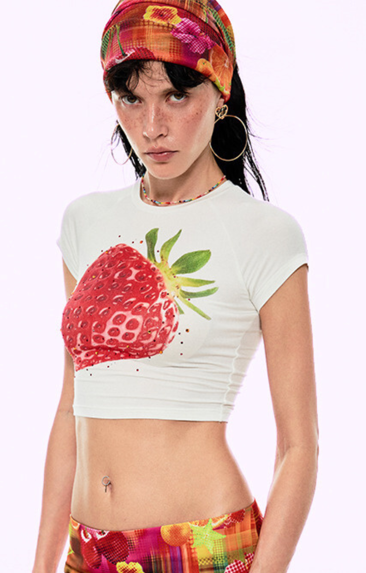 STRAWBERRY RIOT CROP TEE – SWEET BUT NEVER SOFT