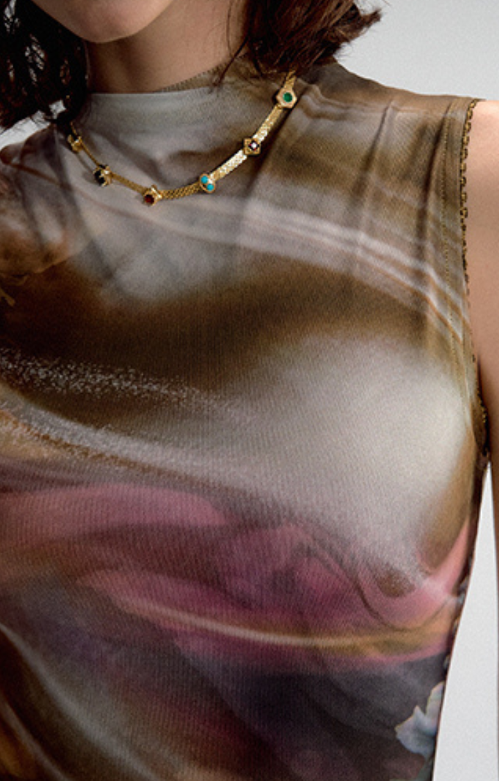 LUNAR BLUR MESH MAXI DRESS -  SOLAR MIRAGE