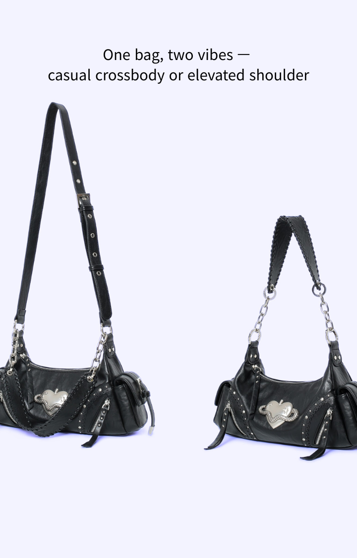 SERPENT HEART APPLE SHOULDER BAG IN BLACK VENOM
