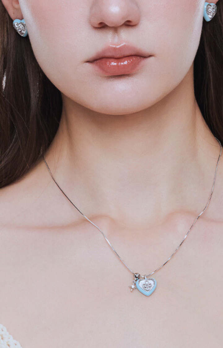 FROSTED MINT LOVE SET - NECKLACE & EARRINGS (GIFT BOXED)