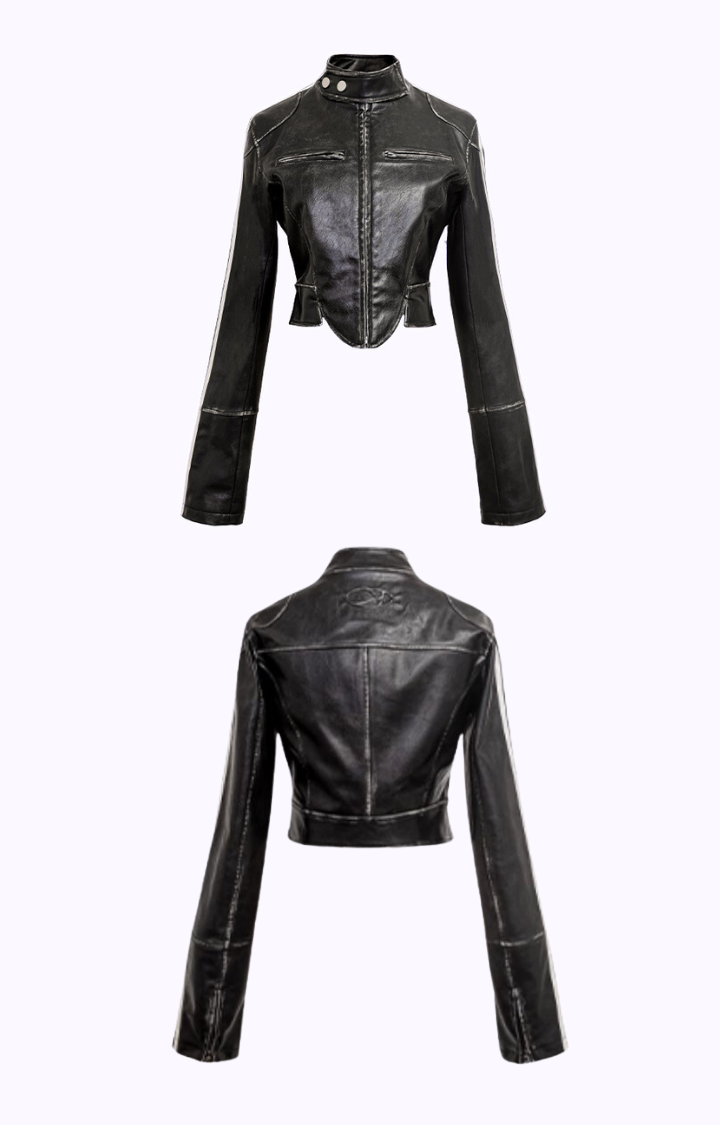 REBEL EDGE CROPPED JACKET IN BLACK RIOT